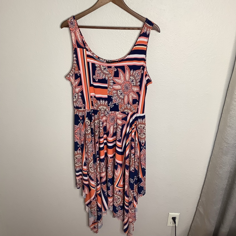 Tiana B. Pink and Blue Asymmetrical Sundress